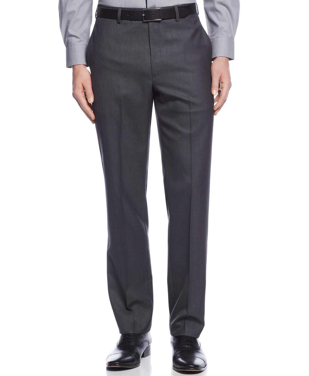 Calvin Klein Mens Slim fit Dress Pants 46 / 30 Charcoal Grey Solid