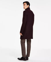 Calvin Klein Mens Mayden Slim-Fit Wool Blend Overcoat Coat 44 R Maroon Red Wool