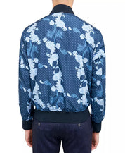 Society of Threads Men's Paisley Reversible Bomber Jacket Small Blue