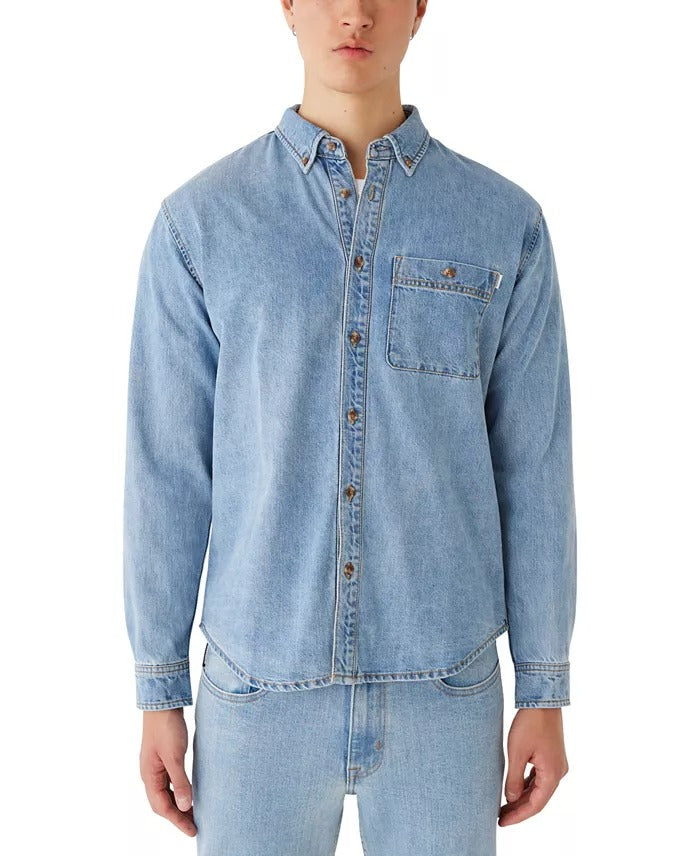 Frank And Oak Men's Clark Relaxed Fit Button-Front Denim Shirt Medium Blue