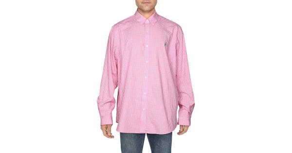 Lauren Ralph Lauren Men's Regular Fit Gingham Dress Shirt Pink 15.5 32 33