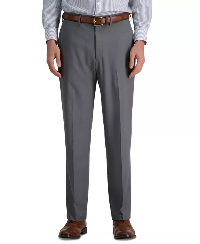 Haggar Mens Classic fit Dress Pants 42 / 30 MId Grey Solid Stretch