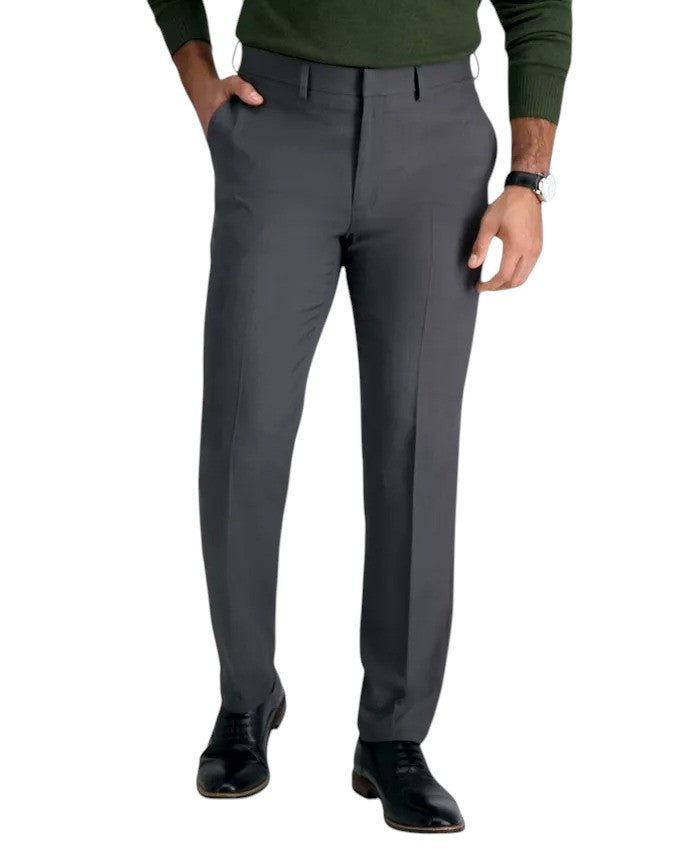 Haggar Mens Slim fit Dress Pants 34 / 30 Mid Gray Solid