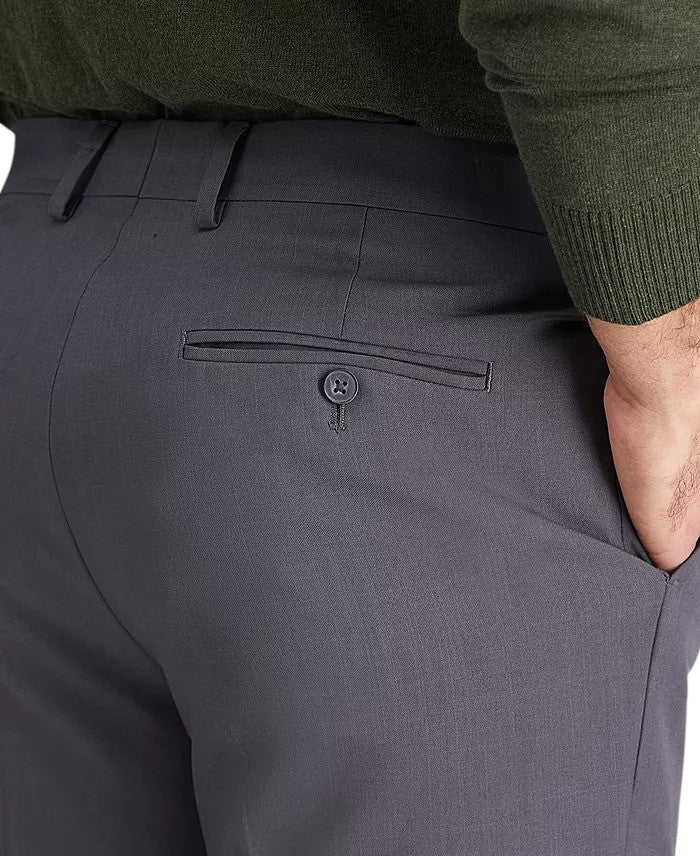 Haggar Mens Slim fit Dress Pants 34 / 30 Mid Gray Solid