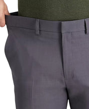 Haggar Mens Slim fit Dress Pants 34 / 30 Mid Gray Solid