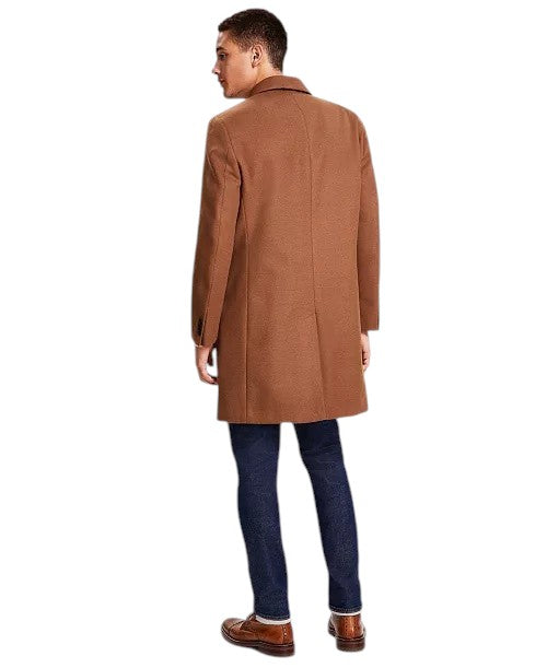 Kenneth Cole Reaction Men's Classic-Fit Solid Overcoat Coat 48 L Dark Camel