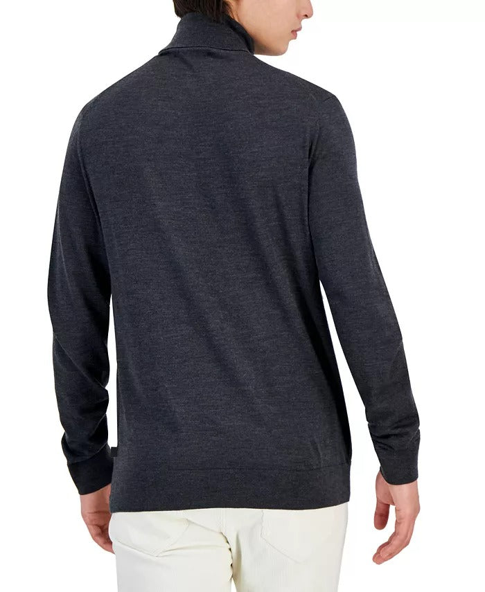 Michael Kors Men's Modern-Fit Merino Wool Turtleneck Sweater XXL Charcoal Grey