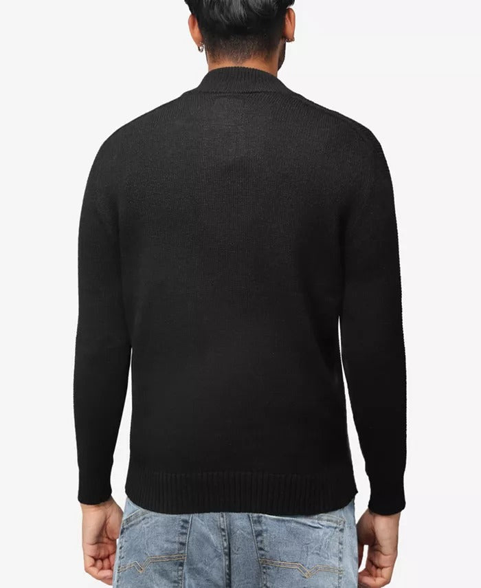 X Ray Mens Quarter Zip Pullover Sweater Black 2XL
