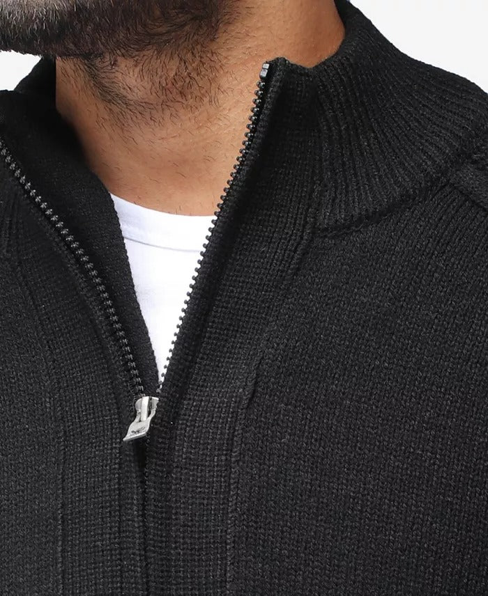 X Ray Mens Quarter Zip Pullover Sweater Black 2XL
