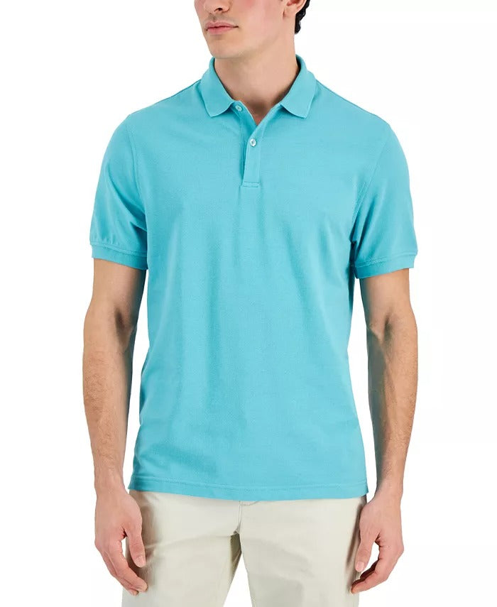 Club Room Men's Performance Polo Shirt Blue Aqua Reef XL