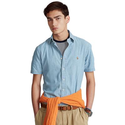 Polo Ralph Lauren Men's Chambray Short Sleeve Button Down Shirt Blue Medium