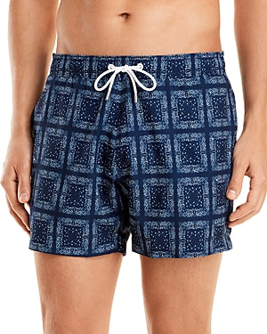 Michael Kors Men's Slim-Fit Paisley Swim Trunks Boardshorts Blue XL
