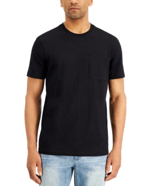 Alfani Mens Short Sleeve Pocket T Shirt Deep Black Large