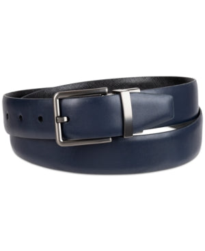 Calvin Klein Mens Reversible Saffiano Leather Dress Belt Blue Black Medium 34 36