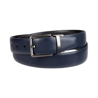 Calvin Klein Men's Reversible Saffiano Leather Dress Belt Blue Black  XL 42 44
