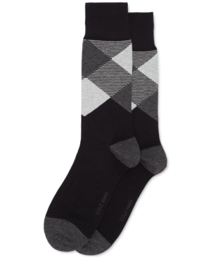 Cole Haan Mens Check Dress Socks Black One Size