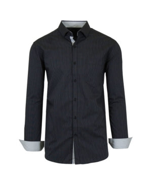Galaxy By Harvic Mens Collared Long Sleeve Button Down Shirt Black Medium
