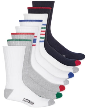 Club Room Mens 8-Pk. Crew Socks Red Black White One Size