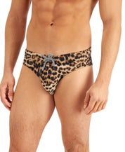 I.N.C. International Concepts Mens Cheetah-Print Swim Brief Beige Combo Small