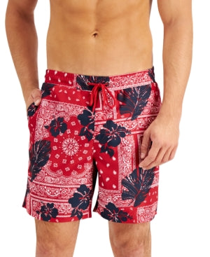 Clubroom Mens Red Quickdry Swim Trunks S