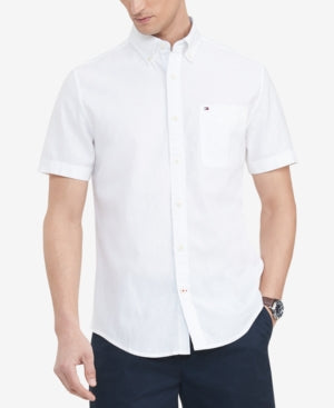 Tommy Hilfiger Men's Custom-Fit Porter Textured Shirt Button Down White XXL