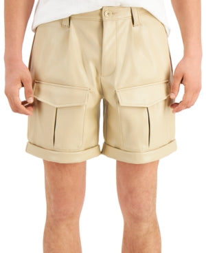INC International Concepts Mens Pleather Cargo Shorts Sand Linen Beige Size 34
