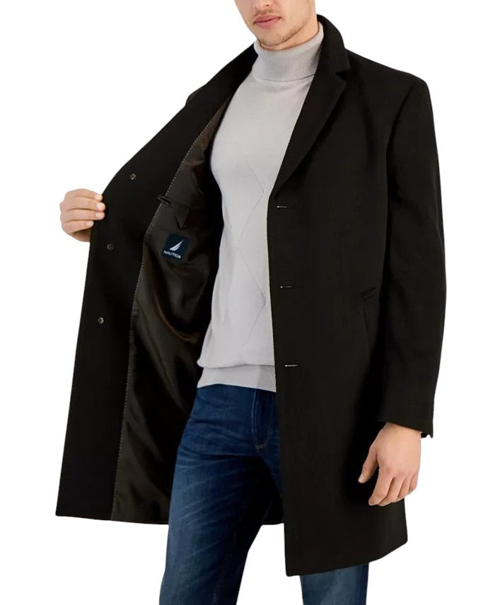 Nautica Men's Classic-Fit Camber Wool Overcoat Coat 40 R Espresso Brown
