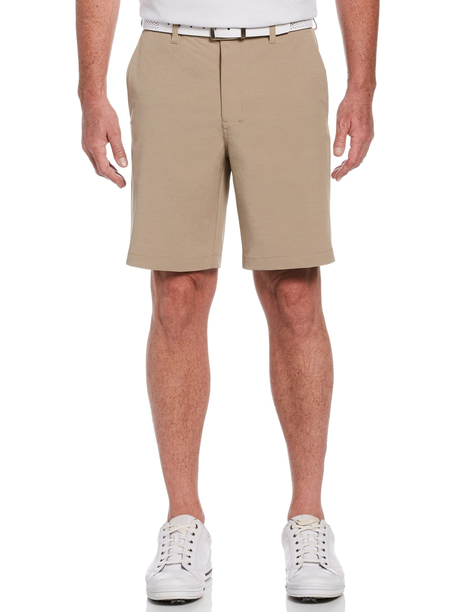 PGA TOUR Mens Flat Front Horizontal Textured Golf Short Khaki 44