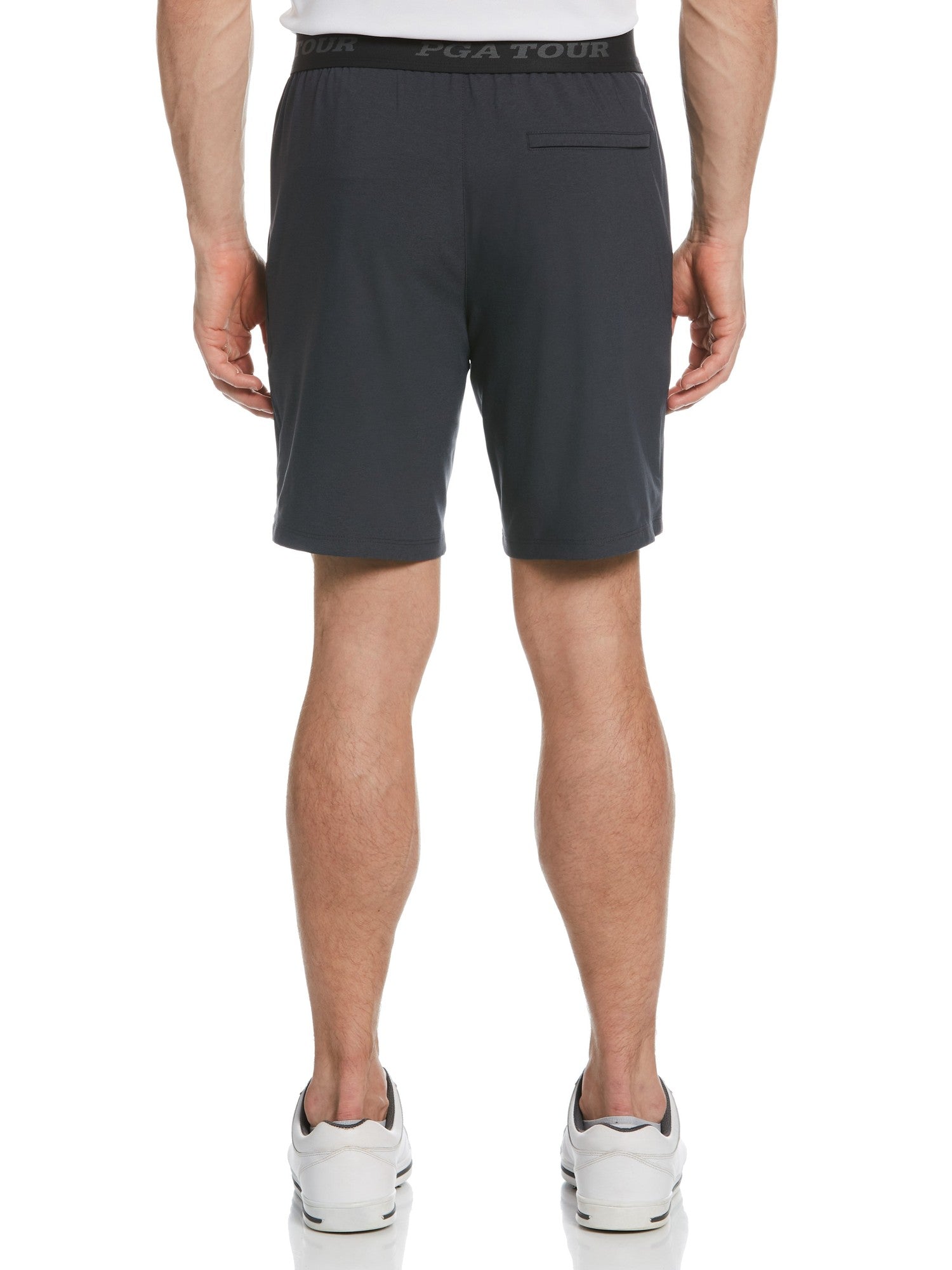 PGA Tour Men's Golf Exposed Elastic Waistband Dobby Shorts Caviar Grey XL