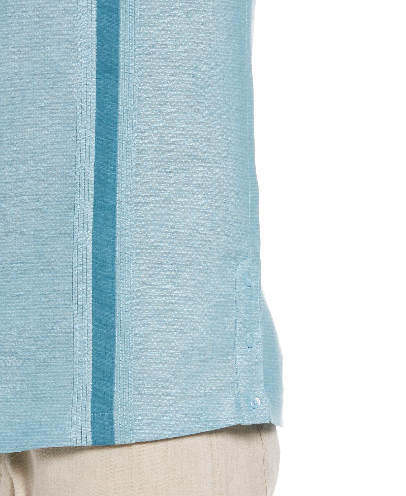 Cubavera Men's Linen Blend Double Pocket Guayabera Short Sleeve Shirt Blue 2XL