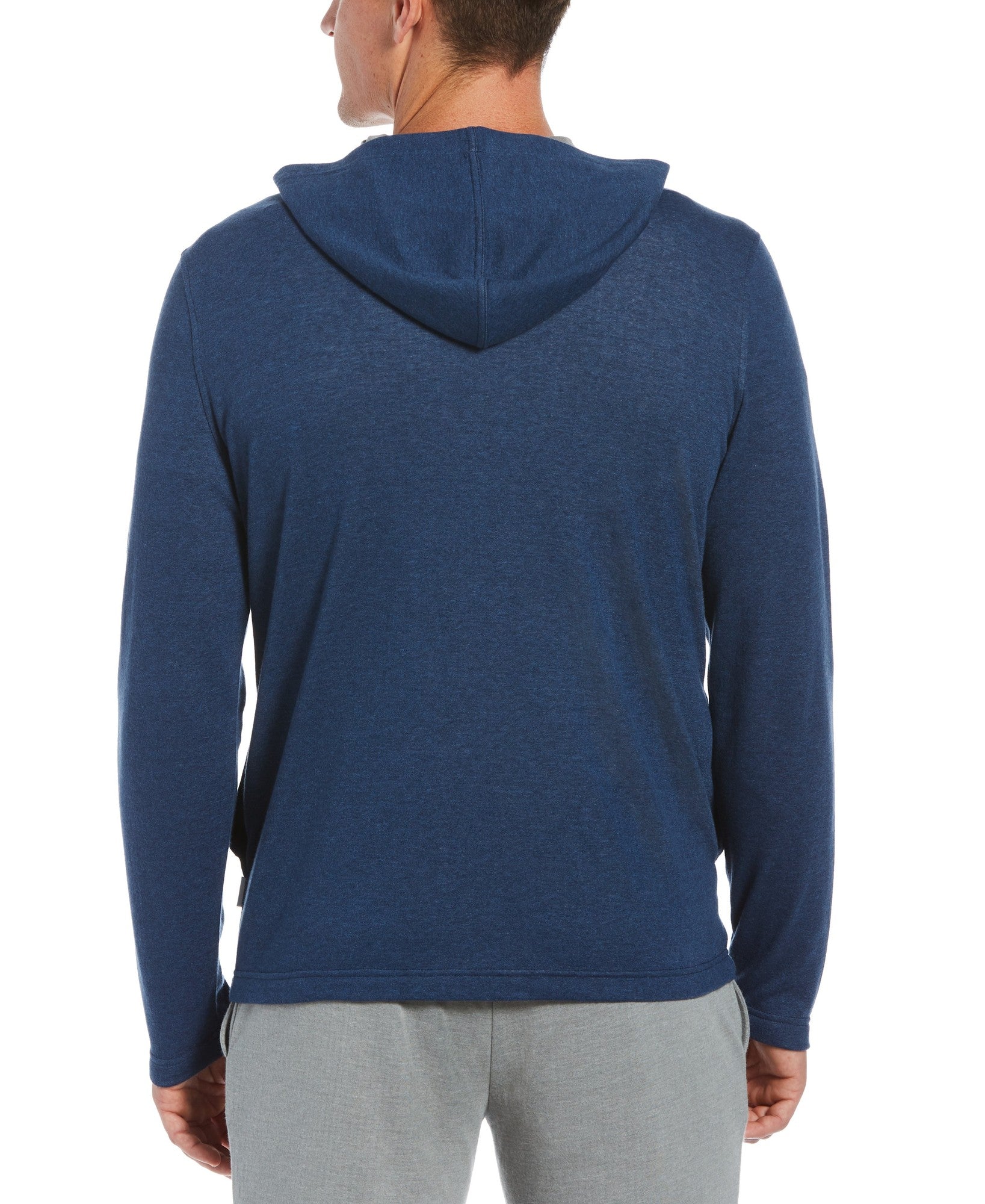 Cubavera Men's Heathered 1/4 Zip Hooded Sweater Dress Blue Large