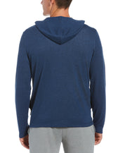 Cubavera Men's Heathered 1/4 Zip Hooded Sweater Dress Blue Large