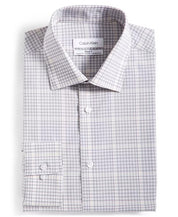 Calvin Klein Mens Regular-Fit Stretch Grey Plaid Dress Shirt 17 34 - 35