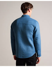 Ted Baker Mens Regular fit Long Sleeve Button-Up Shirt Large Blue Solid