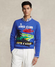 Polo Ralph Lauren Men's Cotton Graphic Logo Crewneck Sweater Blue Large