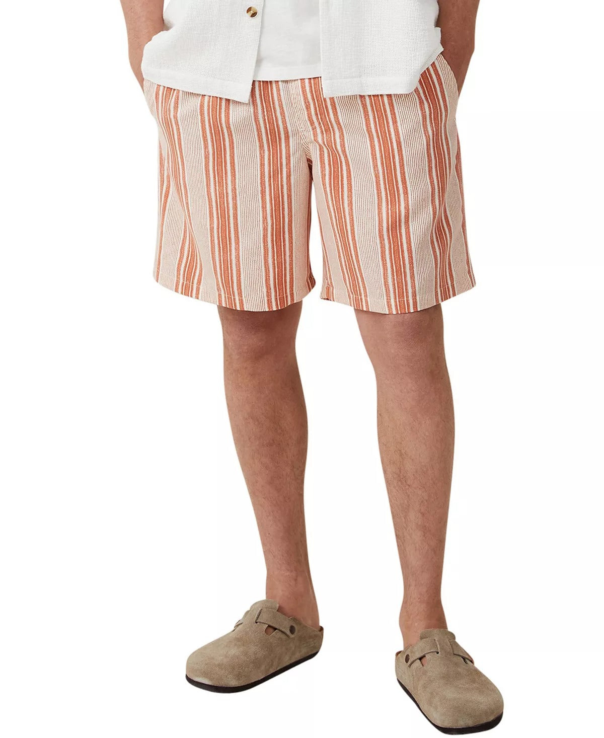 COTTON ON Men's Kahuna Relaxed Fit Shorts XL Orange Striped