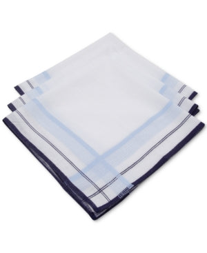 Club Room Men's 3 Piece Fashion Border Handkerchief Set Blue White