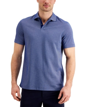 Tasso Elba Mens Short Sleeve Polo Shirt Pompador Blue 2XL