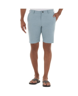 Guy Harvey Mens Hybrid Flat Front Heathered Shorts Blue 38