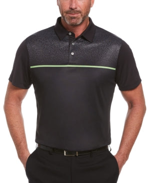 PGA Tour Mens Chest Print Short Sleeve Polo Shirt Caviar Large