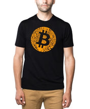 La Pop Art Men's Bitcoin Premium Word Art T shirt Black Medium