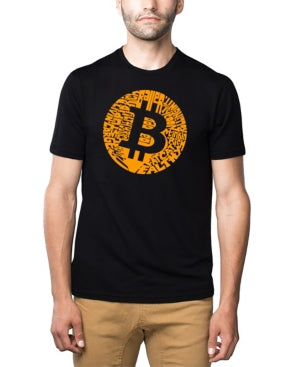 La Pop Art Men's Bitcoin Premium Word Art T shirt Black Medium
