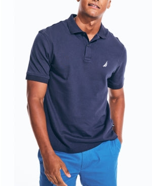 Nautica Men's Short Sleeve Polo Shirt Blue Medium
