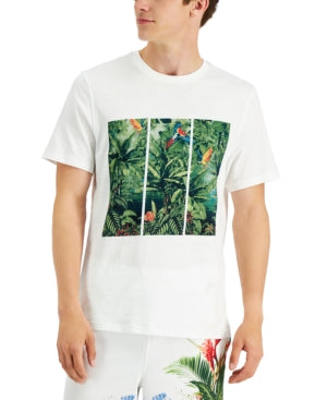 INC International Concepts Mens Jungle Tryptic Graphic T White Medium