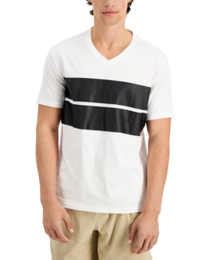 INC International Concepts Mens High Density Stripe T Shirt White Medium