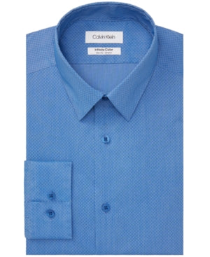 Calvin Klein Men's Slim fit Non iron Dress Shirt Blue  Size 15.5 38 39
