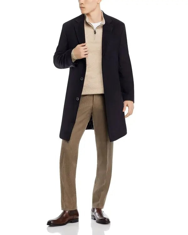 Mens Store Department Store Pure Cashmere Overcoat Top Coat 46R Black