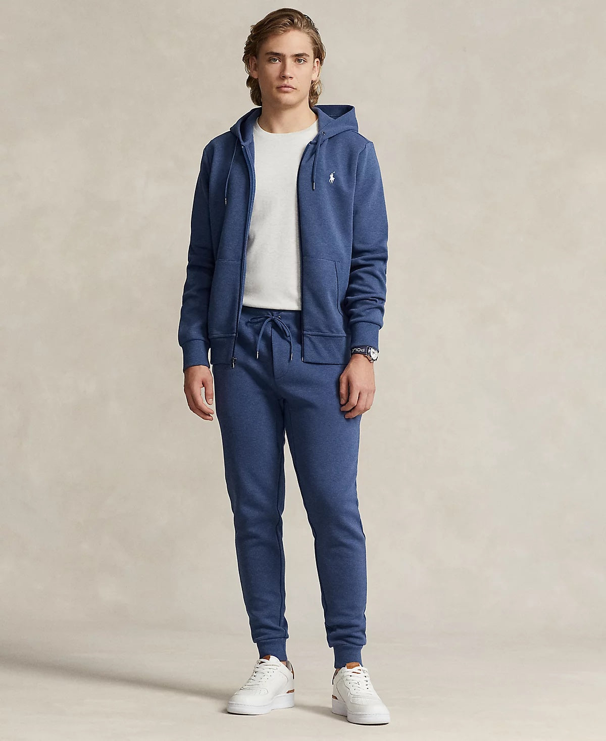 Polo Ralph Lauren Mens Double Knit Jogger Pants Sweatpants Blue Heather Large