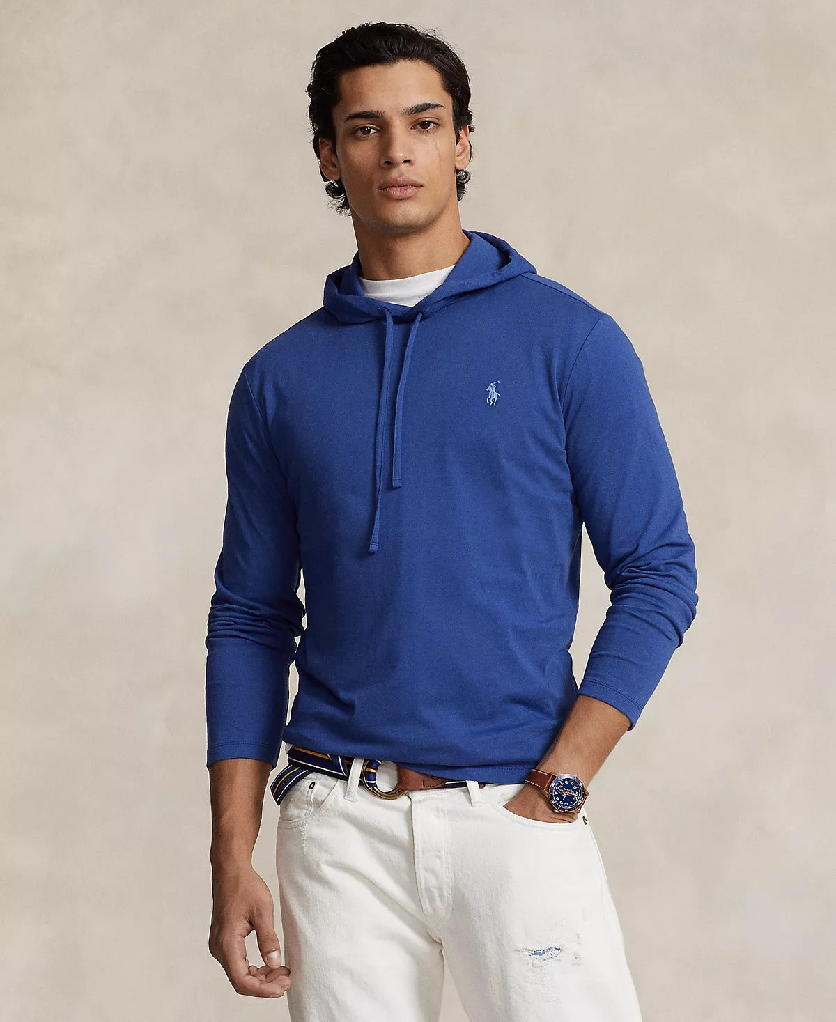 Polo Ralph Lauren Mens Jersey Hooded T Shirt XL Blue