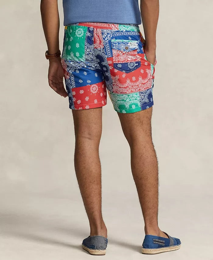 Polo Ralph Lauren Men's 5.75-Inch Traveler Classic Swim Trunks Size XL Blue Red